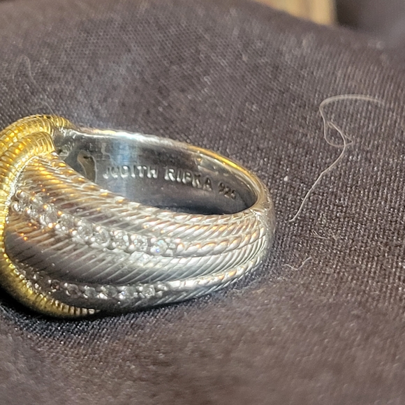 Judith Ripka Sterling Silver and Gold Textured Ring - Picture 3 of 5